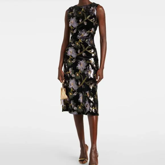 Diane Von Furstenberg | Dresses | Diane Von Furstenberg Dvf Coral Sequined  Floral Midi Dress Nwt Size | Poshmark
